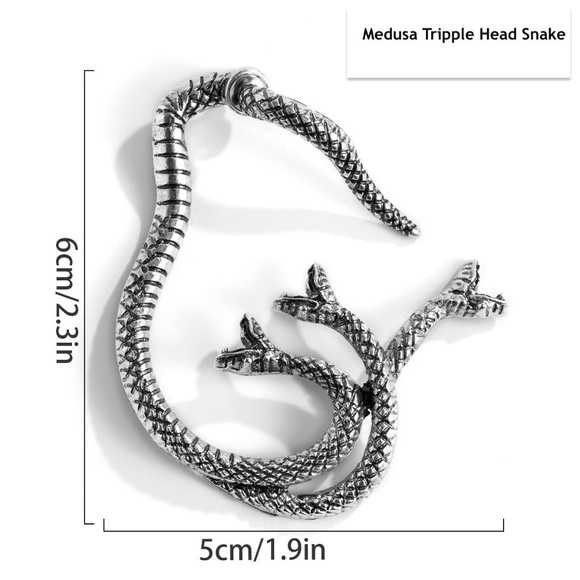 Triple Headed Snake Ear Cuff, Snake Ear Wrap - Picture 5 of 5